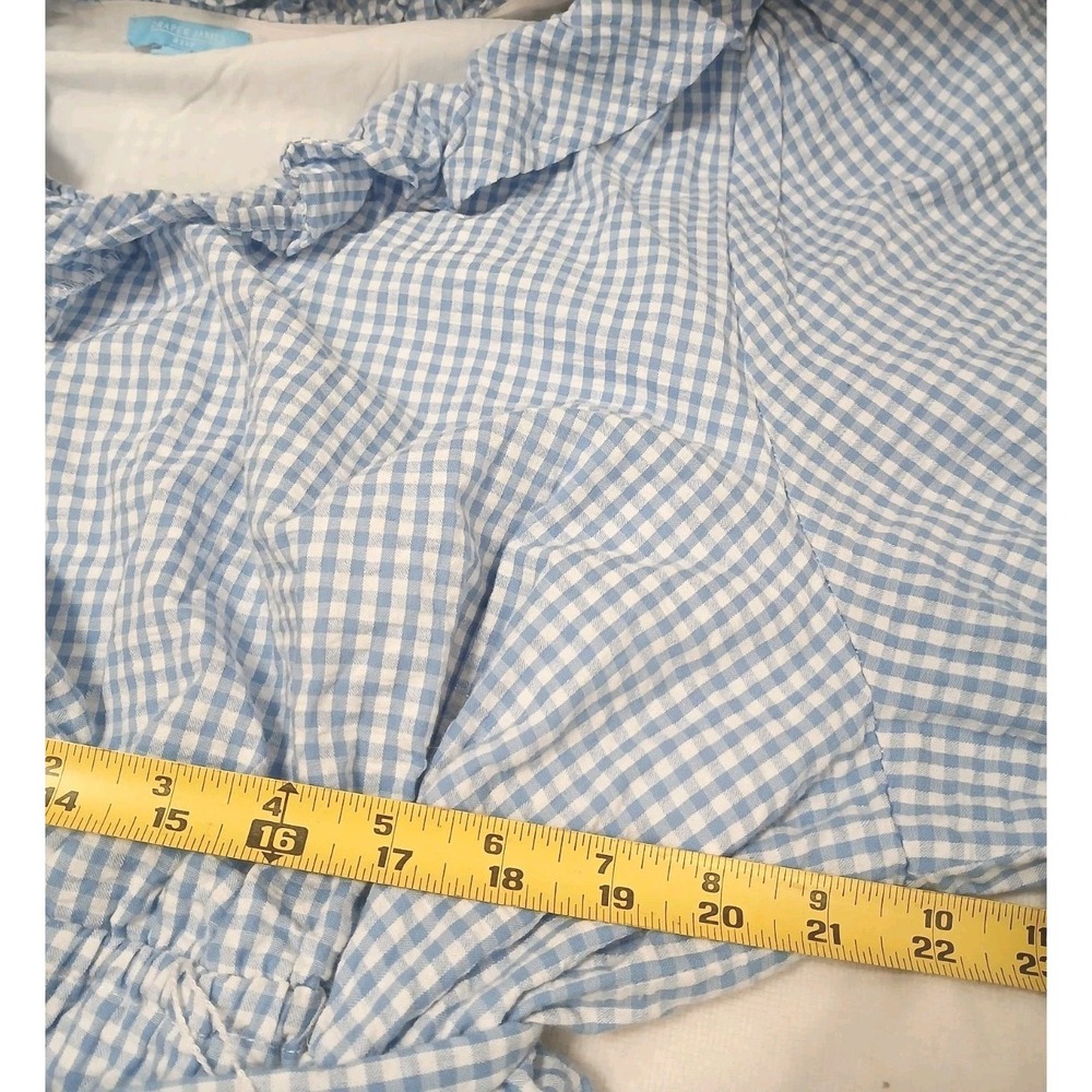 Draper James Gingham Dress Plus Sz 3X Blue Puff Sleeve Ruffle Cottage Romantic - Picture 12 of 16